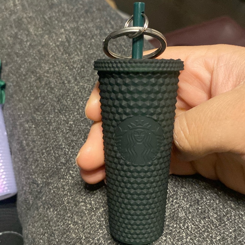 Starbucks Studded Cold Cup Key Chain Dark Green Matte